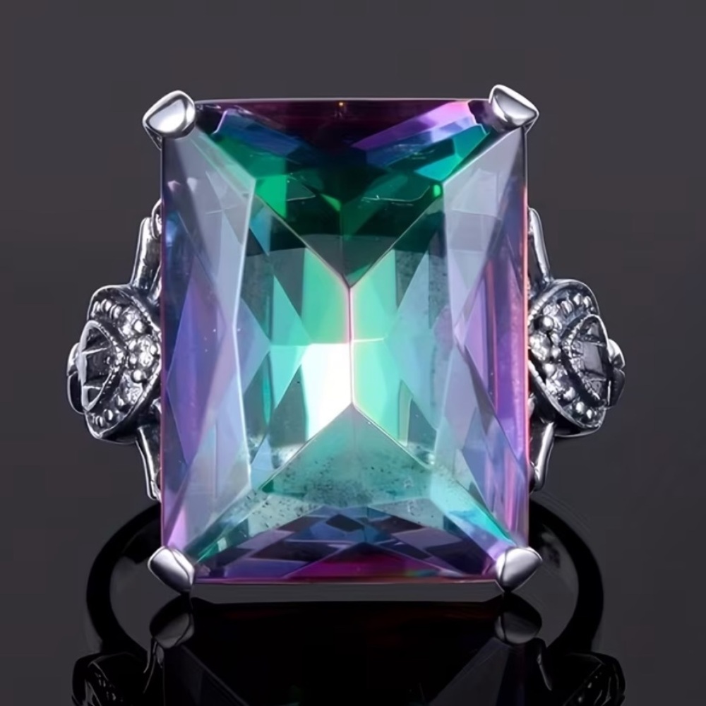 Private Label Iridescent Green Blue Purple Statement Ring